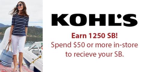 Get 25% Back when you spend $50 at Kohl’s