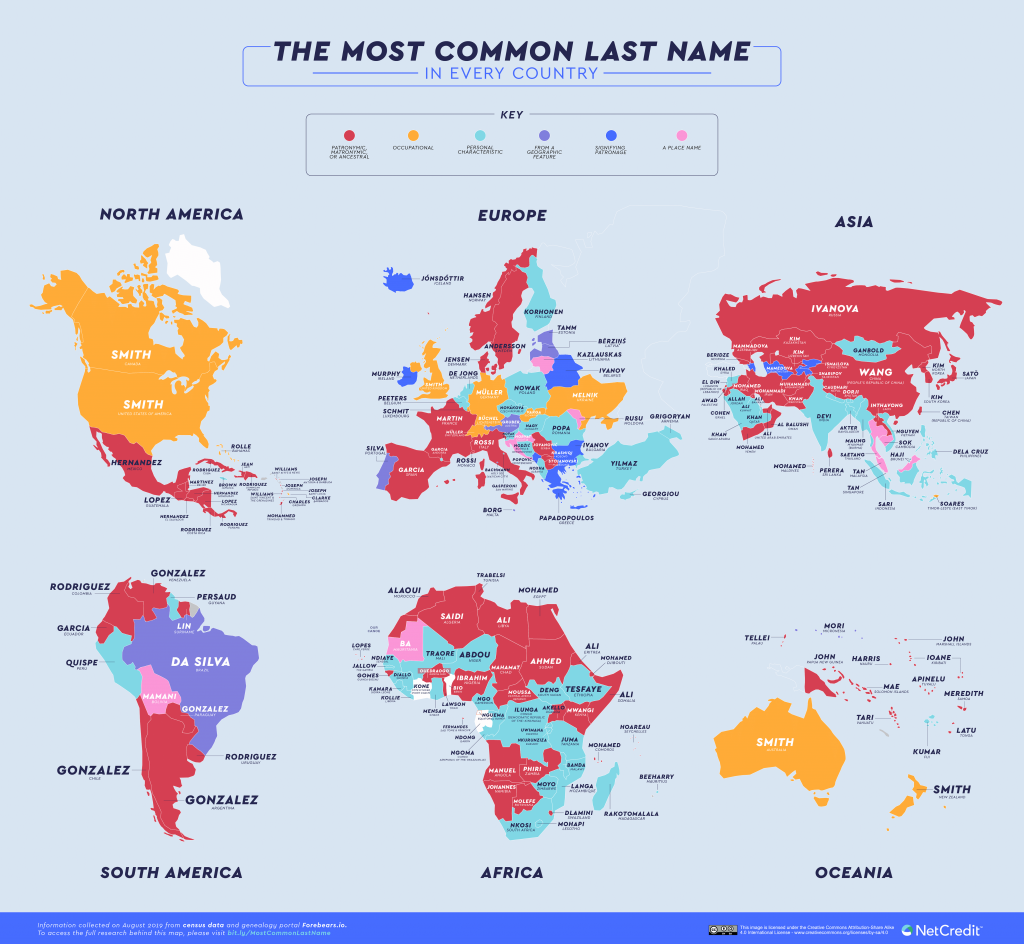 The Most Common Last Name in every Country from North Carolina Lifestyle Blogger Champagne Style Bare Budget
